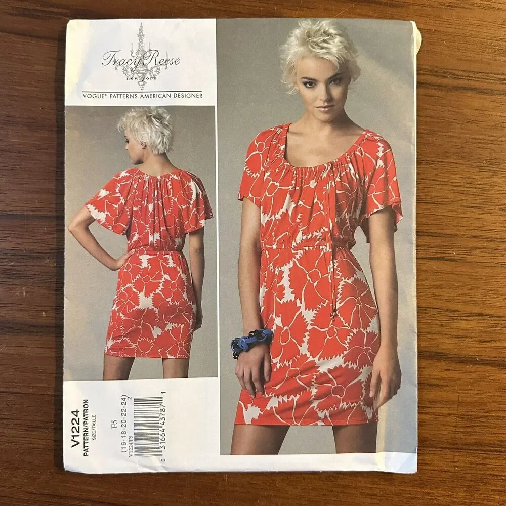 NEW Vogue 1224 Women Factory Folded Dress Pattern Tracy Reese 16-24